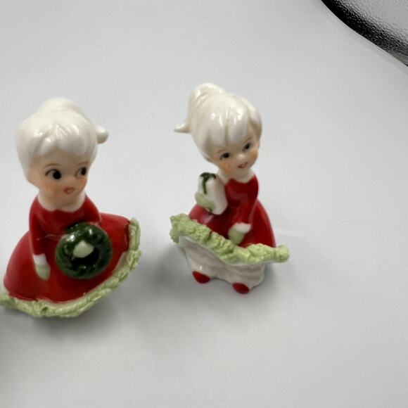 Vintage Enesco Christmas Holiday Bloomer Girls Set Wreath Tree Spaghetti Trim 3 - Picture 8 of 10